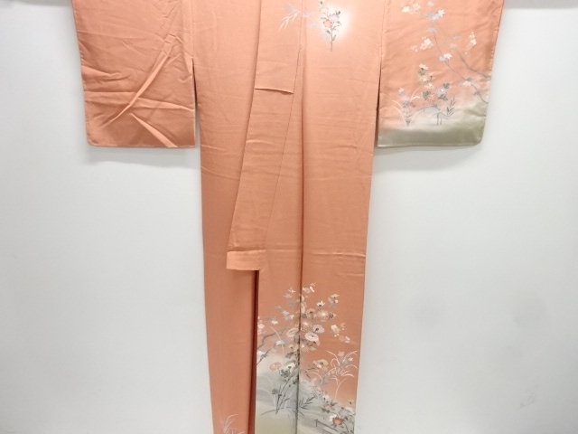  未使用品　手描き友禅　花鳥模様訪問着